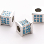DIY Jewelry Accessories 7MM Turquoise Micro Pave Copper Square Beads Charm with Hole