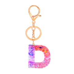 Fashion Design Gold Plated Chain Custom Letter Alphabet Charm Acrylic Keychain with Clasp