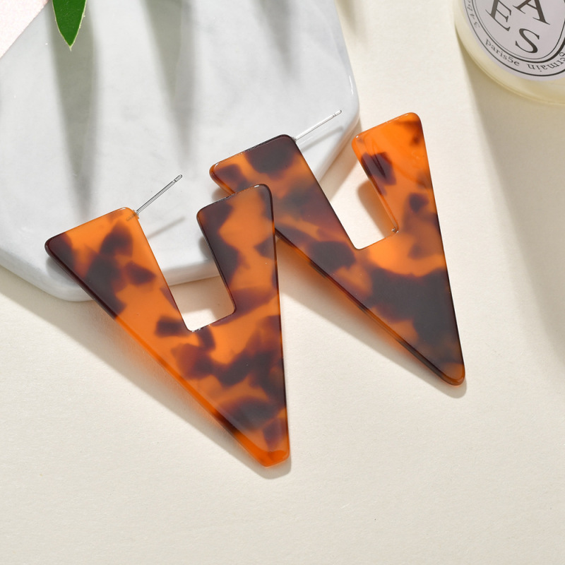 Hot Sell Geometric A letter Shaped Acetate Acrylic Fashion Jewelry Pendant Earrings for Women