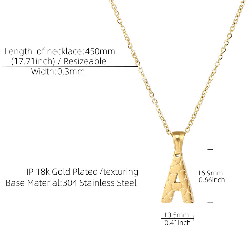 Hot sales Stainless Steel Belt Pattern Letters Pendant Necklace Female 18K Gold Plated Alphabets Necklace Jewelry
