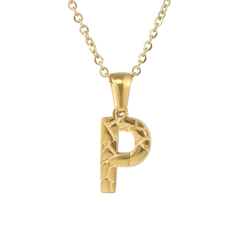 Hot sales Stainless Steel Belt Pattern Letters Pendant Necklace Female 18K Gold Plated Alphabets Necklace Jewelry