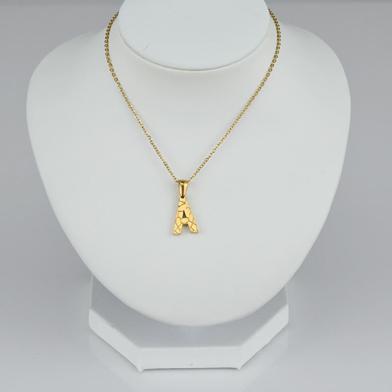 Hot sales Stainless Steel Belt Pattern Letters Pendant Necklace Female 18K Gold Plated Alphabets Necklace Jewelry
