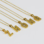Hot sales Stainless Steel Belt Pattern Letters Pendant Necklace Female 18K Gold Plated Alphabets Necklace Jewelry