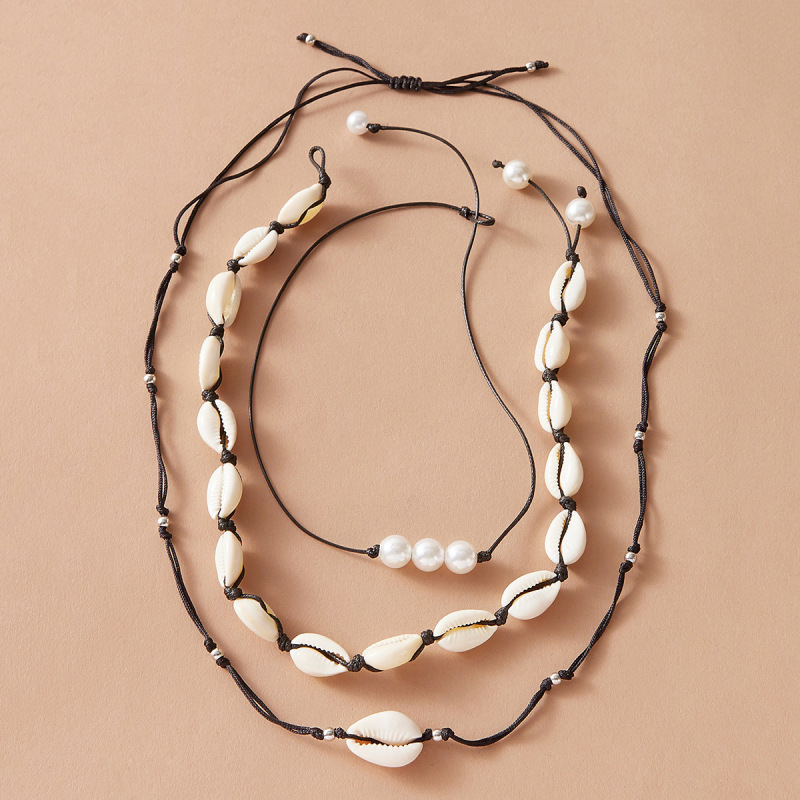 baroque  natural freshwater  pearl chain sea shell necklace  jewelry for women layered custom beads cross necklace pendant set