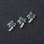 Palm tree shape Copper zirconium micro-inlaid pendant Green zirconium plus ancient silver pendant