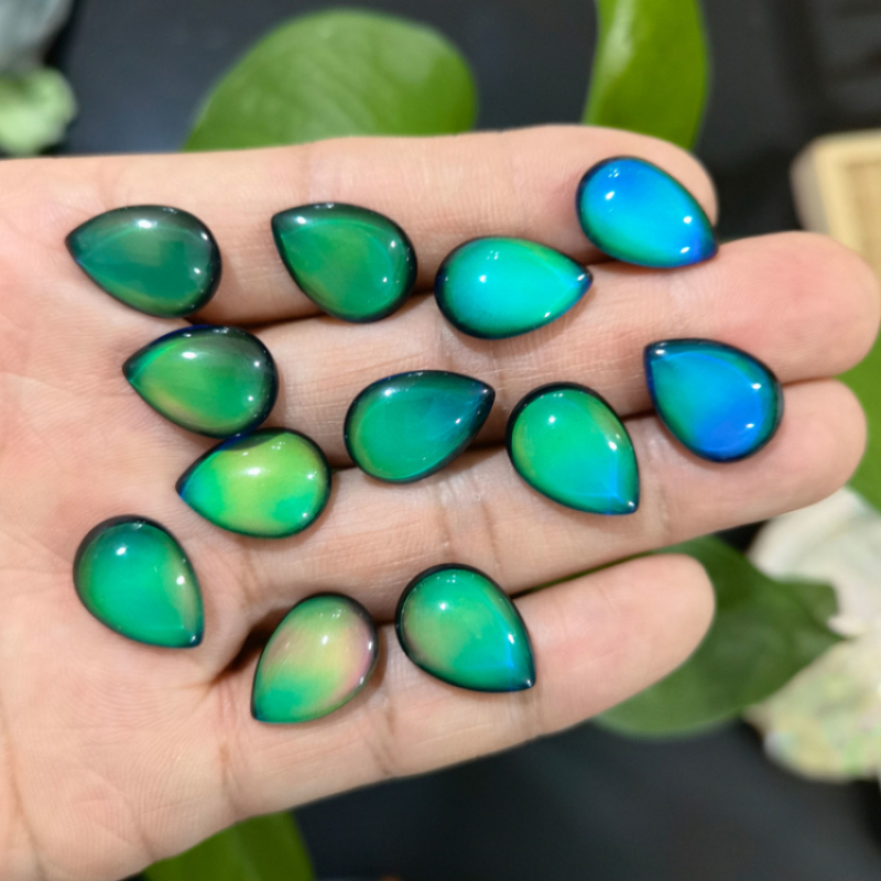 Cool Handmade Color Change Temperature 12MM Heart Round Oval Glass Mood Stone Beads for DIY Jewelry Making