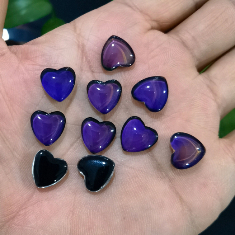 Cool Handmade Color Change Temperature 12MM Heart Round Oval Glass Mood Stone Beads for DIY Jewelry Making