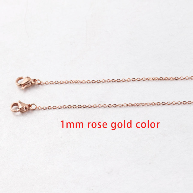 Customized Size Double Headed Lobster Buckle Square 1mm 1.5mm 2mm  Chain Stainless Steel Link Chain Necklace