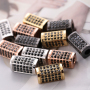 7*14MM Gun Metal Plated Jet Zircon Micro Pave Charm Big Hole Beads for Jewelry Making