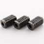 7*14MM Gun Metal Plated Jet Zircon Micro Pave Charm Big Hole Beads for Jewelry Making