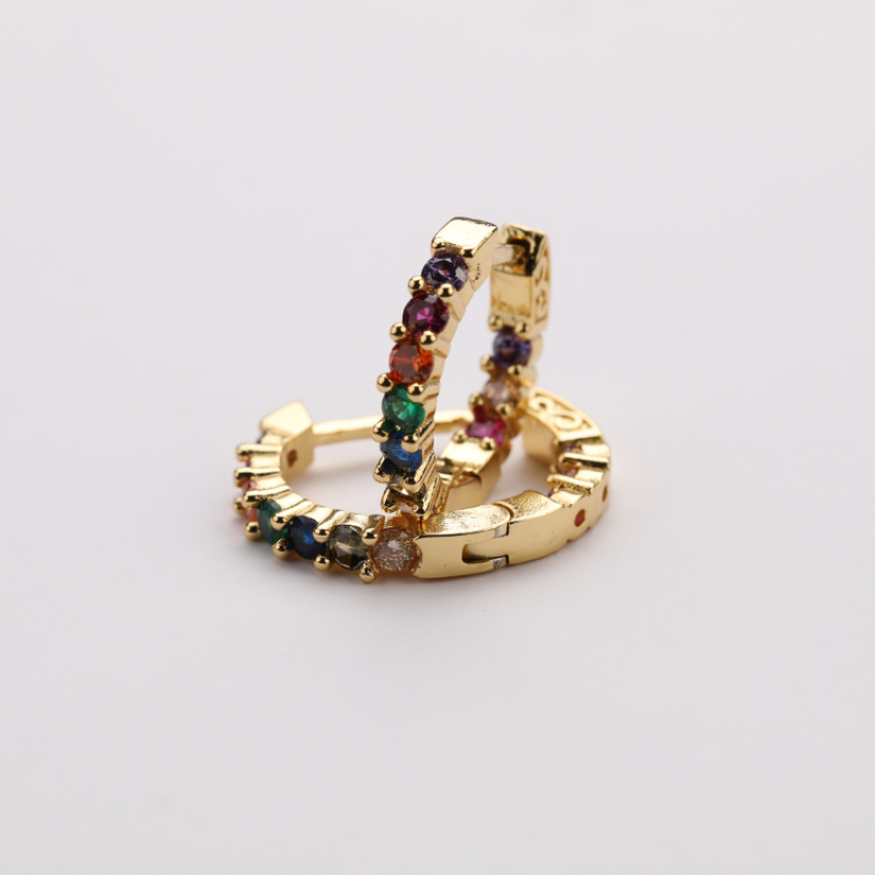 New Arrived Women Jewelry CZ Micro Insert Beautiful 18K Gold Plated Brass Hoop Huggie Earrings