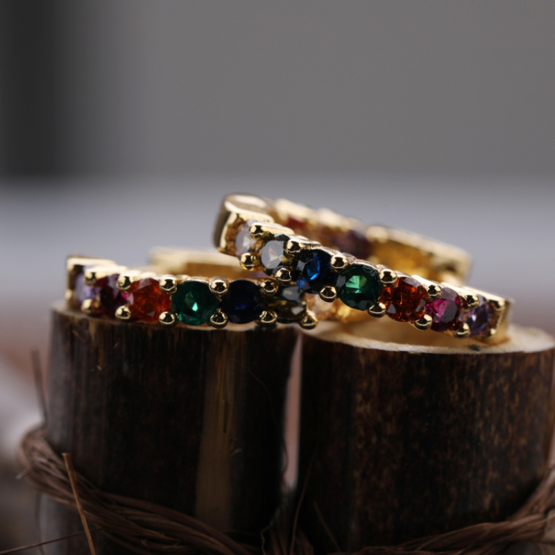 New Arrived Women Jewelry CZ Micro Insert Beautiful 18K Gold Plated Brass Hoop Huggie Earrings