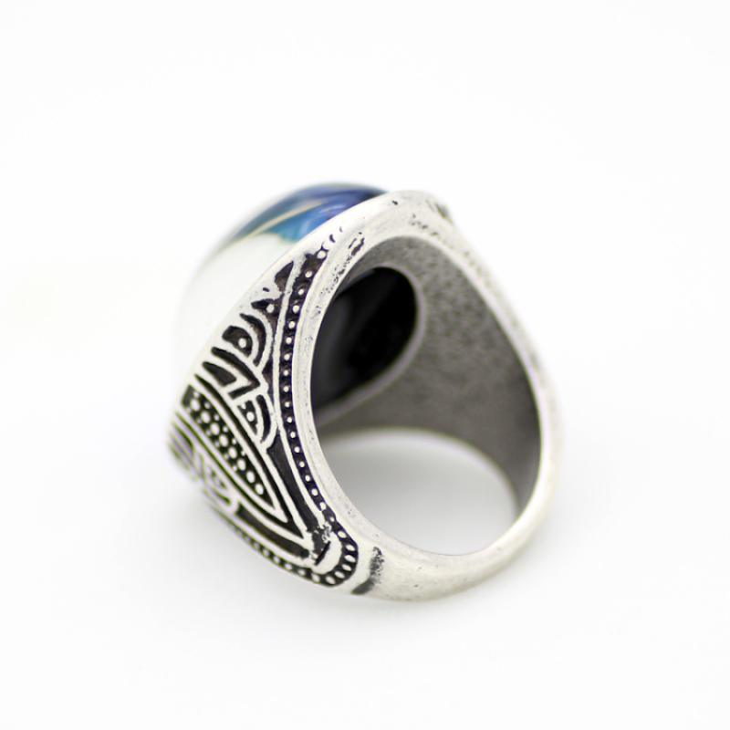 Magic Engraved Creative Women Gift Safe Zinc Alloy 18X25MM Color Change Mood Stone Ring