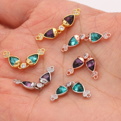 Wholesale Zircon Water Droplets Accessories Diy Making Golde Silver Rose Gold Charm Connector Copper Jewelry Sets Edging Pendant