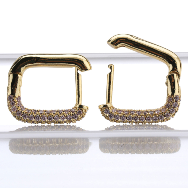 New Arrival Gold Plated Earrings Amethyst Saphire Crystal Zircon Micro Pave Earring