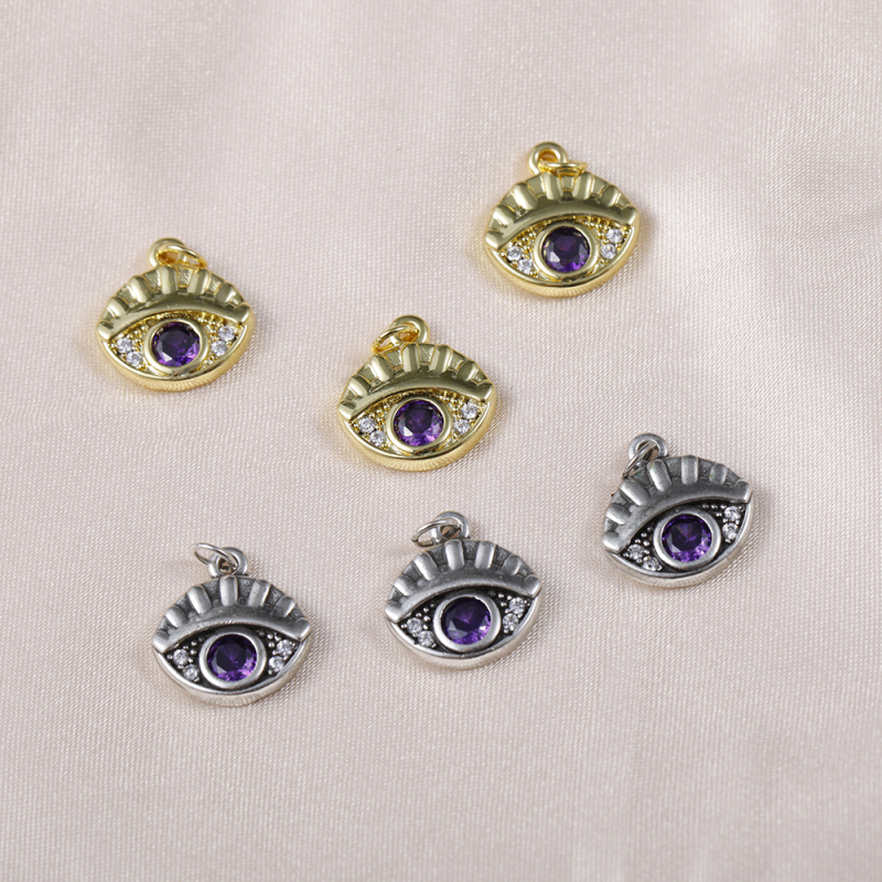 Simple Women Necklace Replaceable Gold  Plated Jewelry Devil's Eye Pendants Charms  for Jewelry Making