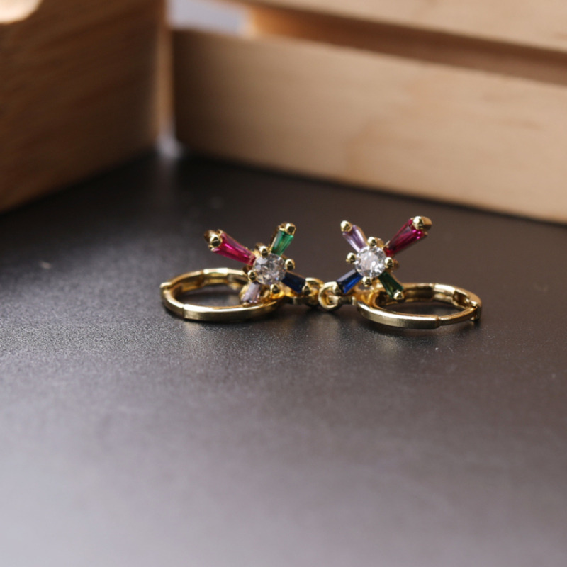 Trendy Designer Gold Plated Korean Micro Insert Zirconia Zircon Crosses Earrings for Women and Girl