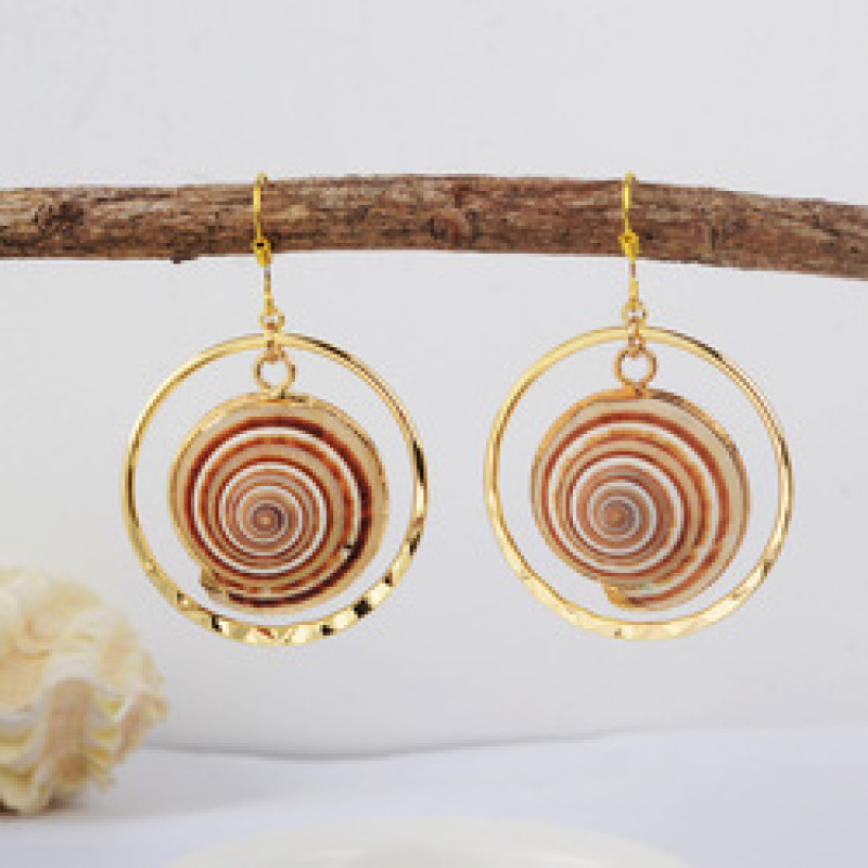 2021 Custom Women Fashion Accessories Gold Plated Round Drop Ear Ring Snail Shell Jewellery Dangle Earrings