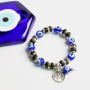 Vintage devil eye bangle Turkish blue eyes jewelry openwork round tree pendant evil eyes bracelet