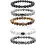 Hot Selling Wholesale Custom 8mm Magnet Charm Beads Stretch Natural Stone Lava Bead Bracelet For Women