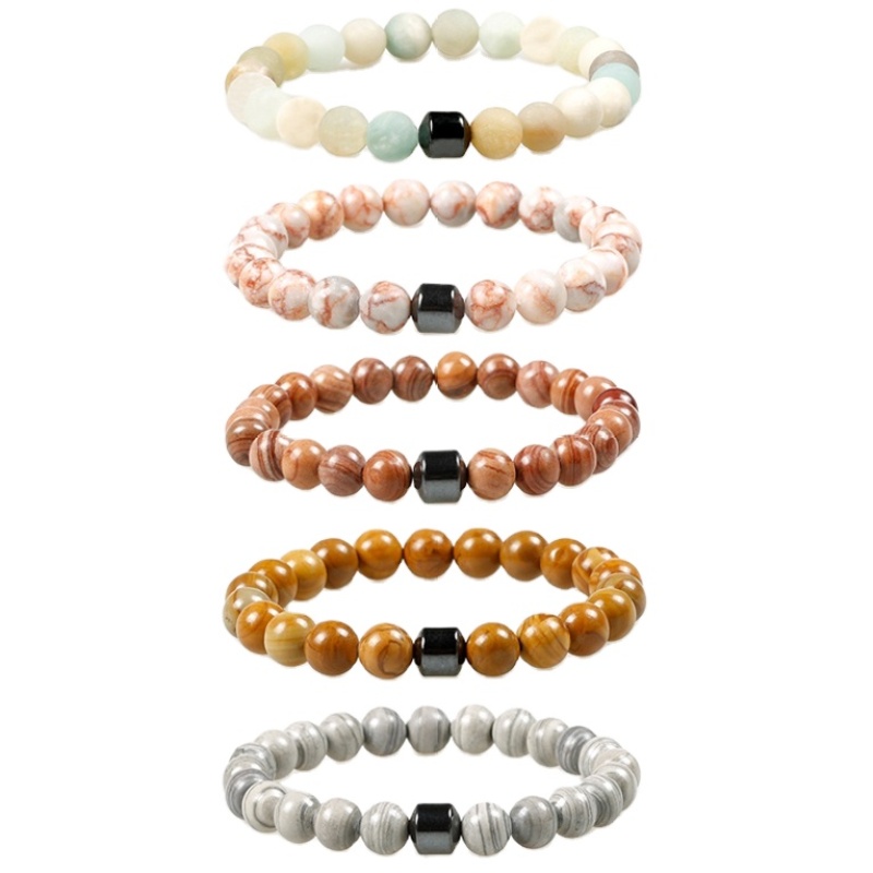 Hot Selling Wholesale Custom 8mm Magnet Charm Beads Stretch Natural Stone Lava Bead Bracelet For Women