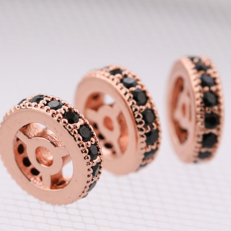 DIY Jewelry Micro Pave Round Copper Spacer Beads Charm for Women Bracelet Making