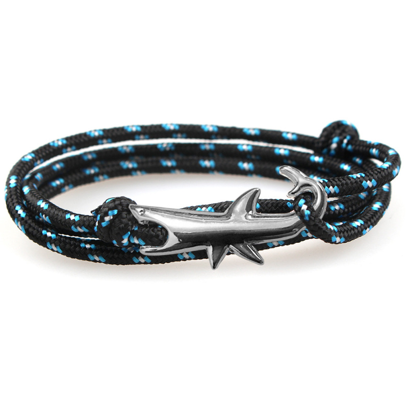Shark Anchor Bracelets for Wholesale Viking Style Gun Metal Multi Colors Sailors Rope Bracelet Chain & Link Bracelets Customized