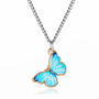 Trendy Multiple Colors Butterfly Necklace Thin Chain Butterfly Pendants Necklace for Women Jewelry