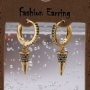 18K Gold Plated Micro Insert Rainbow Rhinestone Huggie Earring Brass Dangle Earrings for Women