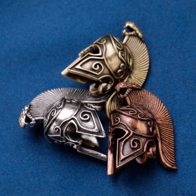 Wholesale Unisex Fashion Accessory Antique Silver Brass Copper Zircon Spartan Helmet Beads for Jewelry Bracelet Necklace Making