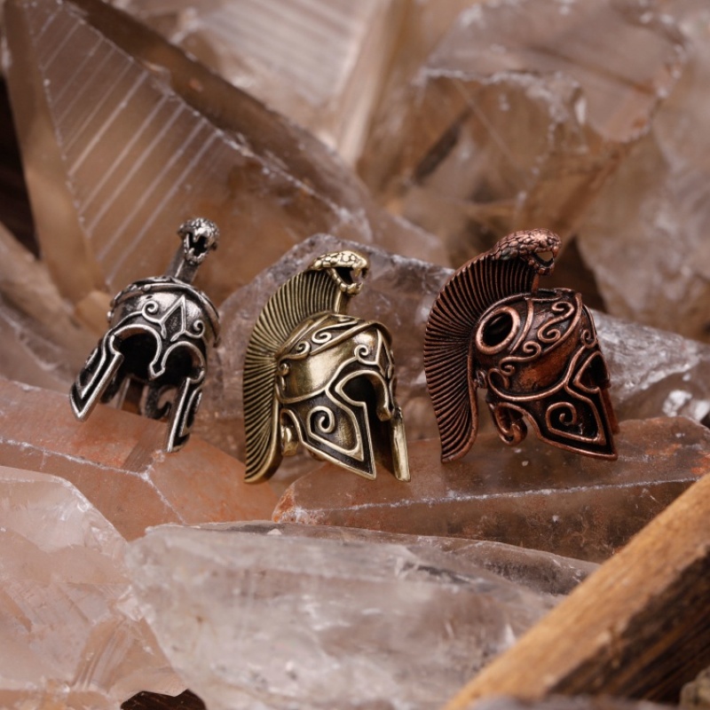 Wholesale Unisex Fashion Accessory Antique Silver Brass Copper Zircon Spartan Helmet Beads for Jewelry Bracelet Necklace Making
