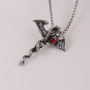 Halloween necklace jewelry antique silver plated dragon with diamond pendant necklace for man