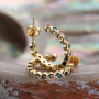 Hot Sale Womens Beautiful Gold Plated Brass Earring Round Colorful  Zircon Stud Earring Jewelry