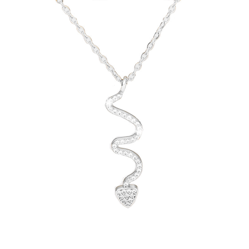 Lates Fashion Snake Style Necklace Chain with Zircon Pendant Necklace Jewelry Stainless Steel for Ladies Charm Necklaces 1pc/opp