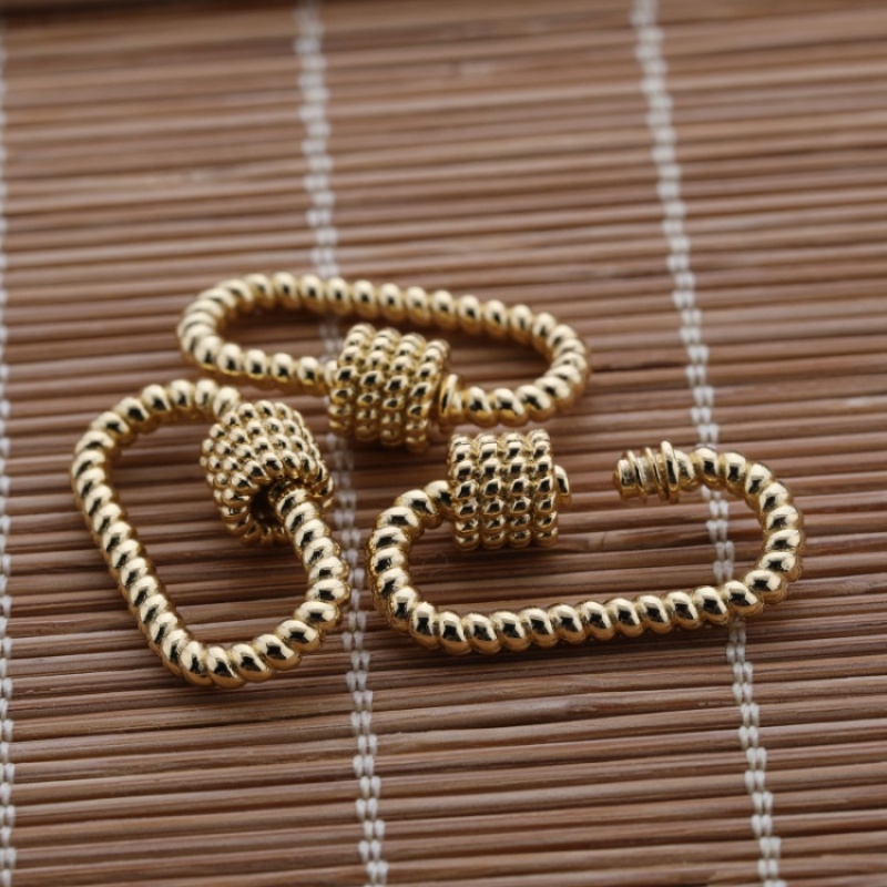 Custom Wholesale Fashion Accessory Gold Plated Copper Black Zircon DIY Carabiner for Jewelry Bracelet Necklace Earrings Making