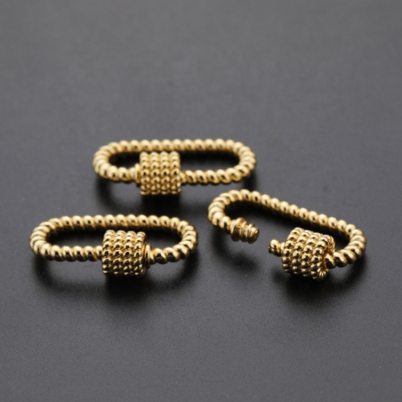 Custom Wholesale Fashion Accessory Gold Plated Copper Black Zircon DIY Carabiner for Jewelry Bracelet Necklace Earrings Making