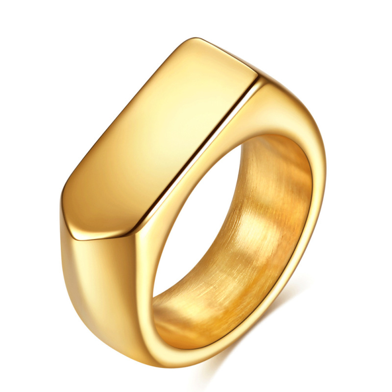 Minimalism Engrave New Trendy Jewelry Stainless Steel Black Gold Custom Logo Ring for Men Women