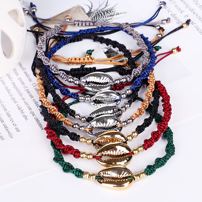 Best friendship jewelry handmade bohemian style gold and silver cowrie shell charm bracelet