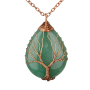 Handmade Antique Copper Wire Wrapped Tree of Life Natural Crystals Healing Stone Turquoise Necklace for Gift