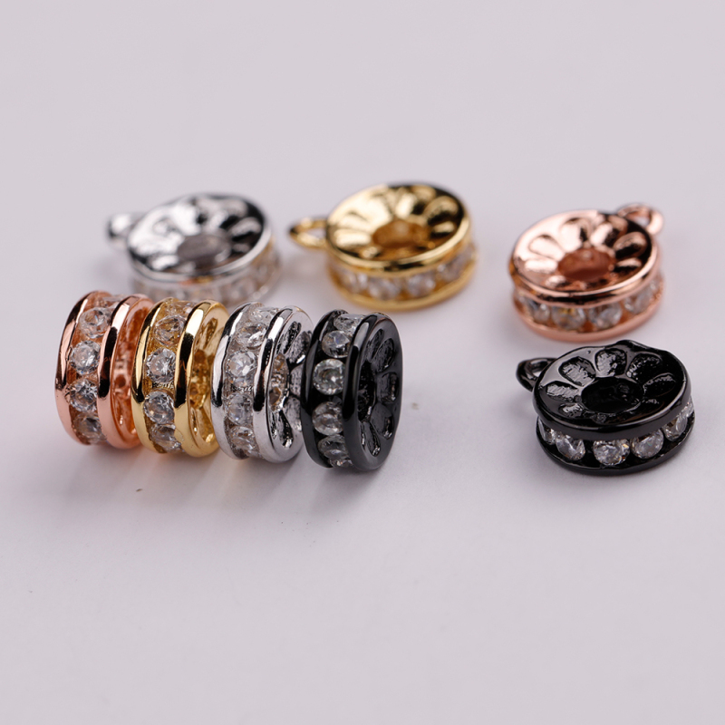 Single hanging drill ring spacer copper zirconium micro-inlay 7mm spacer