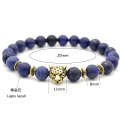 New Hot Selling Wholesale Custom 8mm Leopard Animal Charm Beads Stretch Natural Stone Bead Bracelet 2021