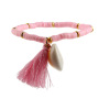 2021 Beautiful Dainty Colorful Polymer Clay Vinyl Beaded Bracelet with Cowrie Shell Charm and Tassel Bracelet