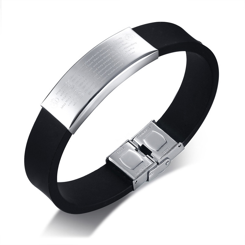 Custom Designs Silicone Material Personalized Cross Men Bangle Bracelet Wholesale