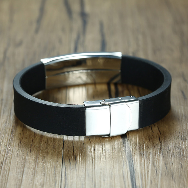 Custom Designs Silicone Material Personalized Cross Men Bangle Bracelet Wholesale