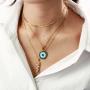 Custom Stainless Steel Gold Silver Plated Jewelry Women Necklace Blue Rhinestone Devil Eye Round Pendant Necklace Gold Chains