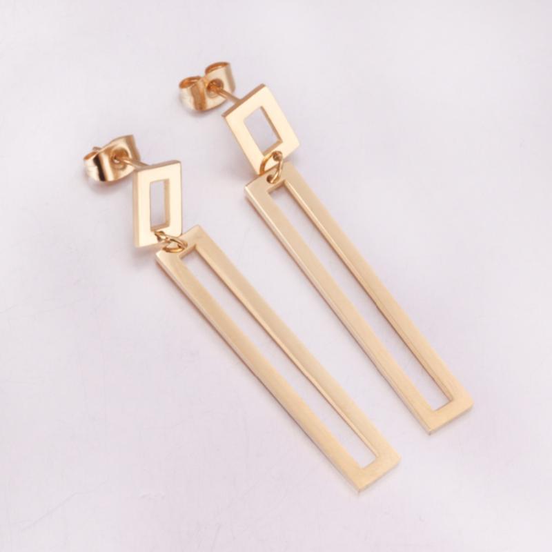 2021 Custom Wholesale Women Fashion Accessories Gold Plated Stainless Steel Drop Ear Ring Jewellery Tassel Pendant Stud Earrings