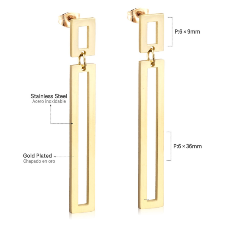 2021 Custom Wholesale Women Fashion Accessories Gold Plated Stainless Steel Drop Ear Ring Jewellery Tassel Pendant Stud Earrings