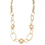 New Arrival Gold Plated Single Layered Round Spliced Pearl Pendant Fashion Link Chain Necklace