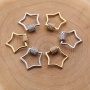 Hot Selling Clear CZ Micro Pave Star Shaped Lock Screw Clasp Carabiner Gold Plated Star Pendant for Necklace Jewelry Making