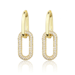 Fashion 18K Gold Copper Earring Zircon Micro Pave Drop Stud Earrings for Women